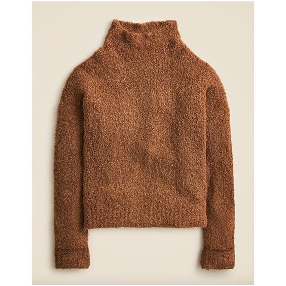 J.Crew Sweater Womens Medium Brown Tan Boucle Yarn Textured Relaxed Alpaca Wool - Picture 1 of 8